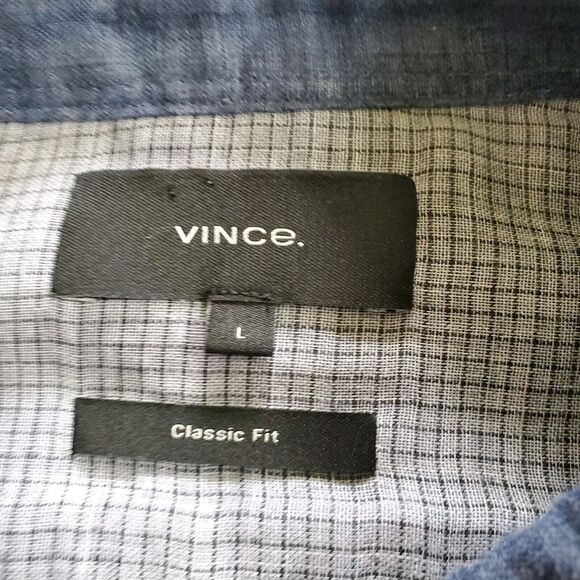 Vince Shirt Mens Large Blue Button Up Lightweight Chambray Double Face - Picture 7 of 12